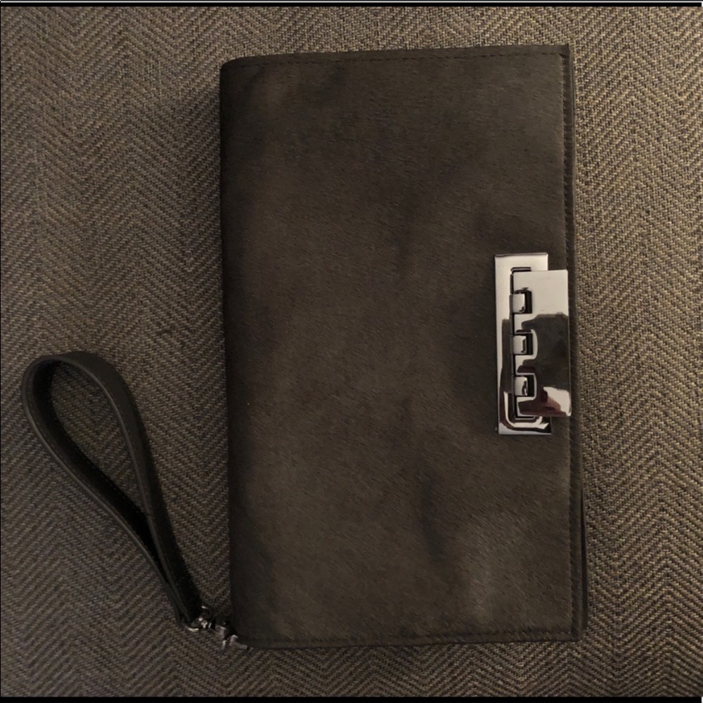 Zac Posen, Earthette Clutch, Leather/calf hair